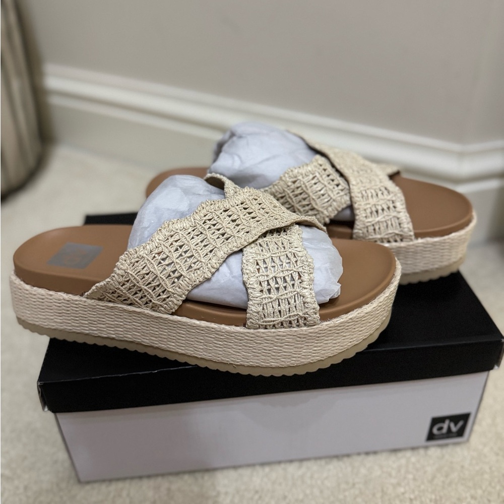 DV by Dolce Vita Cream Woven Wedge Sandals